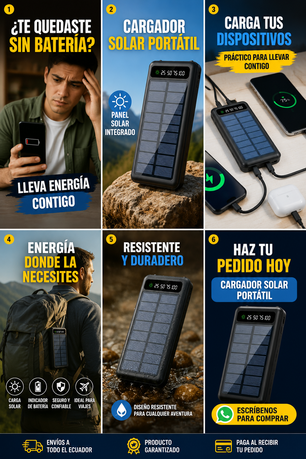 ☀️ POWER BANK 3 EN 1 SOLAR